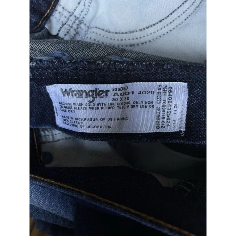 Wrangler Cowboy Cut 936 Slim Fit Men’s Size 30x30 Dark Blue Jeans